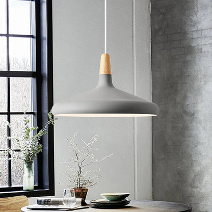 Hanging Ceiling Light Fixture Wire-Suspended E27 Socket Natural Wood Accent Modern Minimalist Style for Kitchen Island Dining Table Living R