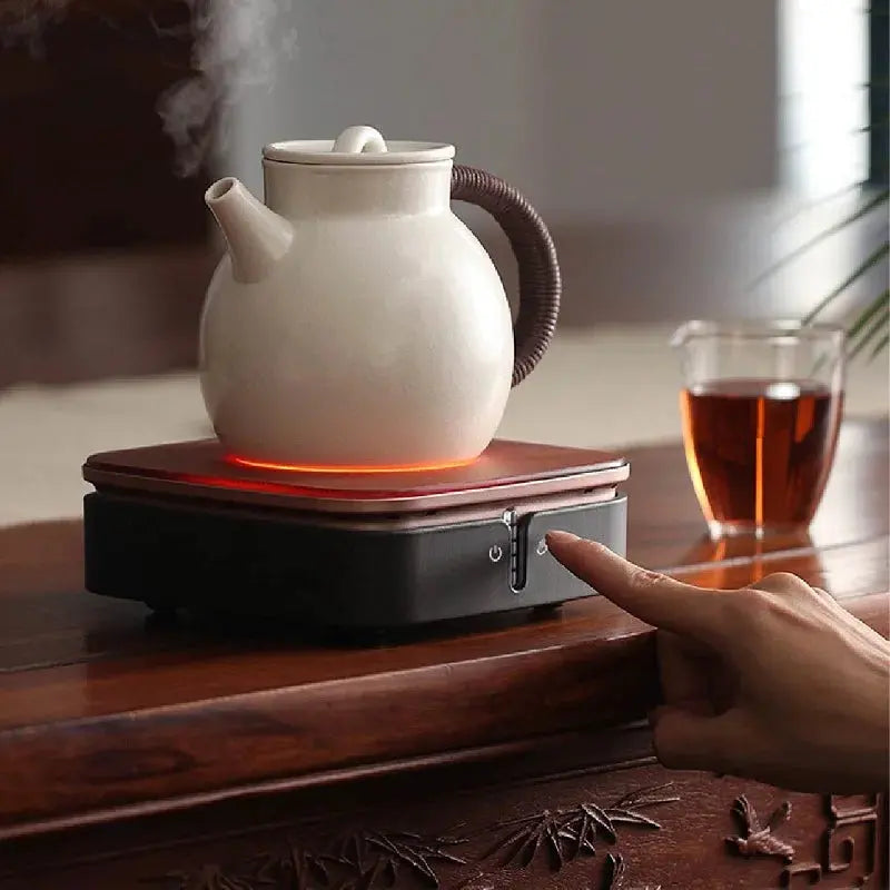 Ceramic Hot Plate Warmer 1000W Five-Temperature Touch Panel for Tea Kettles Pots Infusions Auto Shut-Off Quiet for Kitchen Counter