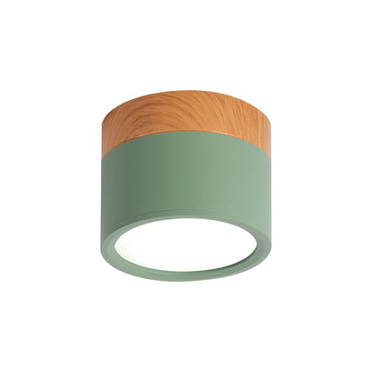 Round LED Flush Mount Light Fixture Wood Accent Aluminum 5W 7W for Entryway Bedroom Kitchen Hallway Ceiling Lamp Modern Minimalist Scandinav