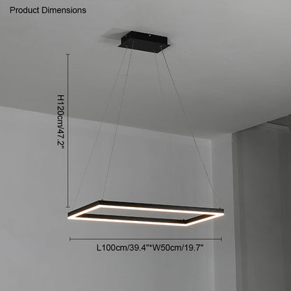 Multi-Tier Linear Suspension Fixture with Integrated LED, Adjustable Cable, Matte Black Metal Frame for Dining & Living Spaces
