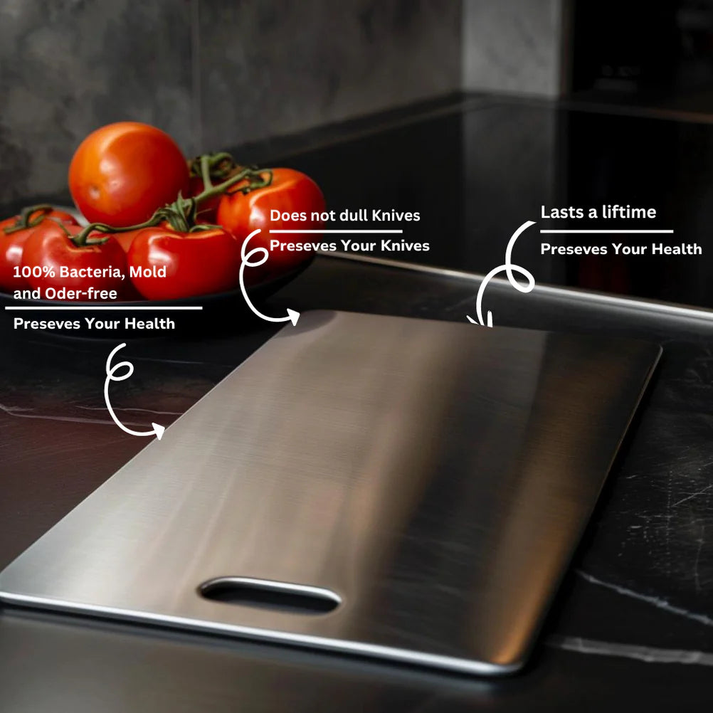 Titanium Cutting Board for Vegetables Meat Fruit Dough | Non-Porous Food Prep Surface Kitchen Counter Worktop | Quick Rinse Hygienic Meal