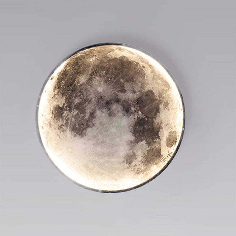 LED Moon Wall Sconce Dimmable Remote Control Light 9.4 Inch Diameter PVC Fixture for Bedroom Living Room Hallway Accent Lighting Three Color
