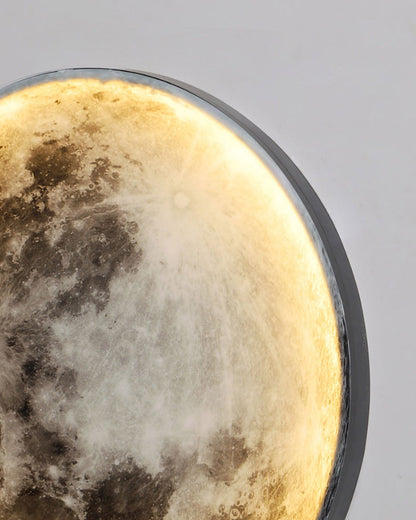LED Moon Wall Sconce Dimmable Remote Control Light 9.4 Inch Diameter PVC Fixture for Bedroom Living Room Hallway Accent Lighting Three Color