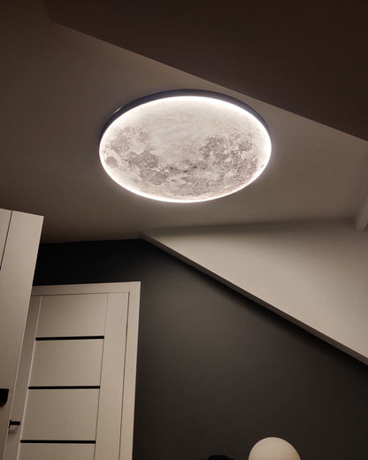 LED Moon Wall Sconce Dimmable Remote Control Light 9.4 Inch Diameter PVC Fixture for Bedroom Living Room Hallway Accent Lighting Three Color