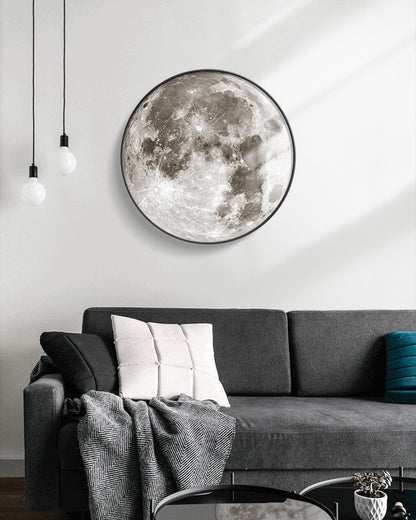 LED Moon Wall Sconce Dimmable Remote Control Light 9.4 Inch Diameter PVC Fixture for Bedroom Living Room Hallway Accent Lighting Three Color