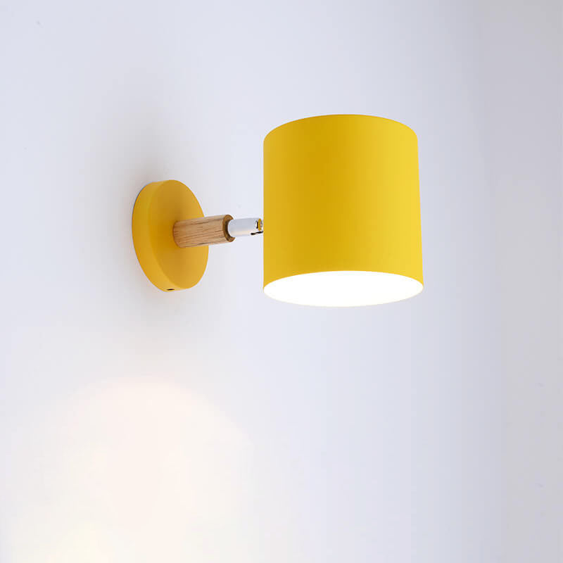 Swivel Arm Sconce Lamp E27 Socket 5 in Metal & Wood Pink Bedside Light for Bedroom Reading Nook Task Lighting Modern Minimalist Hallway