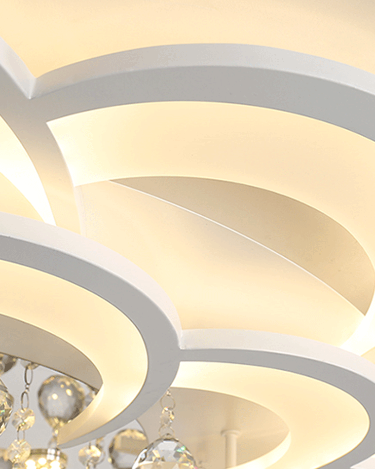 Dimmable LED Flush Mount Light with Crystal Accents 21-Inch Round for Bedroom Living Room Dining Room Contemporary Home Lighting Fixture