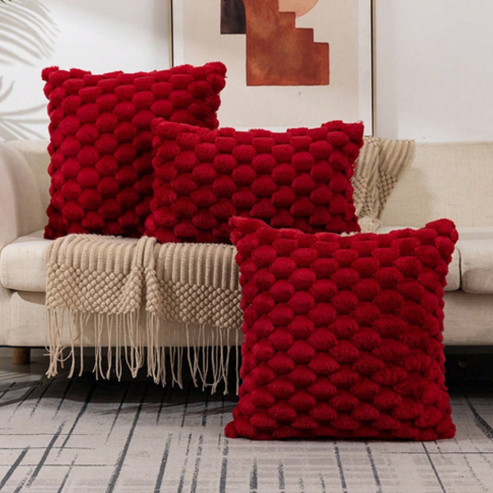 Raised Textured Throw Pillow Cover Blush Tone Zip-Close Blend Fabric for Living Room Bedroom Couch Seating Neutral Home Accents