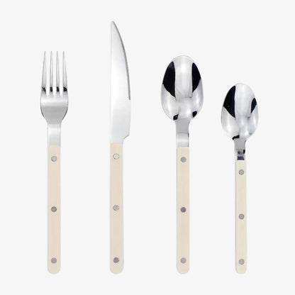 Flatware Set for 6 – Riveted Handle Silverware Service with Knife Fork Spoon – Slim Bistro Stainless Steel Dining Utensils for Everyday