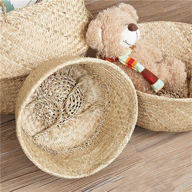 Artisan Rattan Planter or Storage Basket with Handles