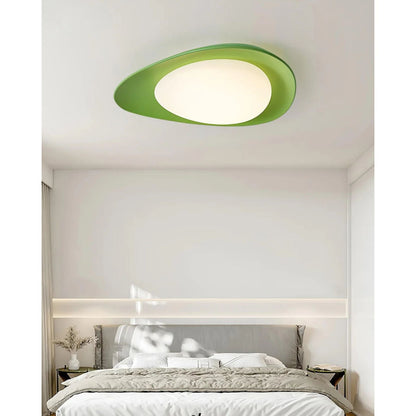 Organic Resin LED Flush Mount Light Green Beige for Bedroom Living Room Dining Room Modern Overhead Lighting Nature-Inspired