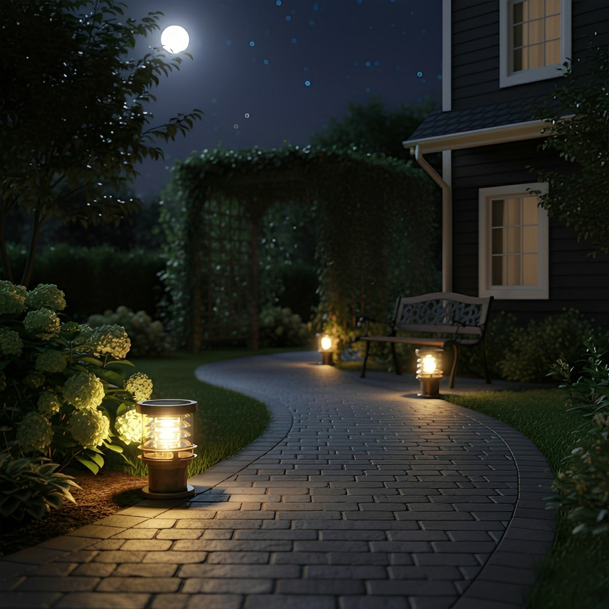 Layered Cylinder Pathway Light Bollard for Yard & Walkway 7W LED Weatherproof Post Lamp Aluminum Construction Black Bronze 12-32 in Heights