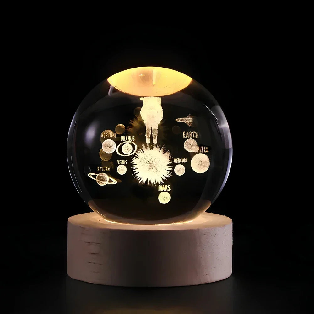 Cosmic Crystal Ball Night Light with LED Color Display | 25 Space Designs | USB Powered Galaxy Sphere Lamp for Bedroom, Living Room & Gift