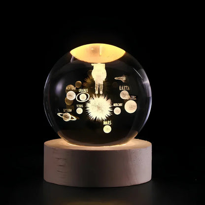 Cosmic Crystal Ball Night Light with LED Color Display | 25 Space Designs | USB Powered Galaxy Sphere Lamp for Bedroom, Living Room & Gift