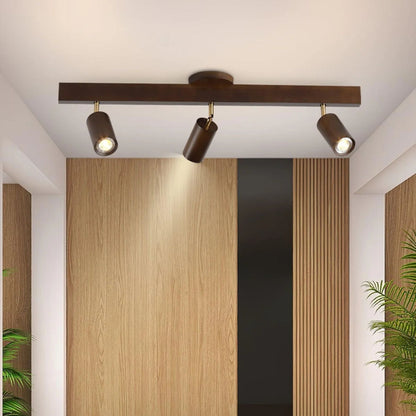 Track Lighting Fixture Wood Finish Adjustable Spotlights for Kitchen Living Room Hallway Bar Rail Ceiling Mount Directional Accent Lights