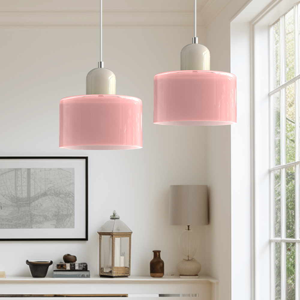 Handwoven Glass Pendant Light Bauhaus Style Indoor Hanging Lamp Adjustable Cable for Dining Room Kitchen Home Office