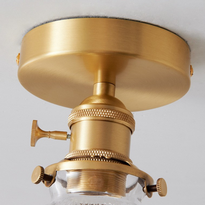 Flush Mount Ceiling Light 10 Inch Gold Metal Glass Shade for Bedroom Hallway Entryway E26 Socket Modern Ambient Fixture Home Décor
