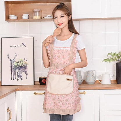 Floral Cotton Kitchen Apron with Pockets – Waterproof & Oil-Resistant for Cooking, Baking & Everyday Meal Prep