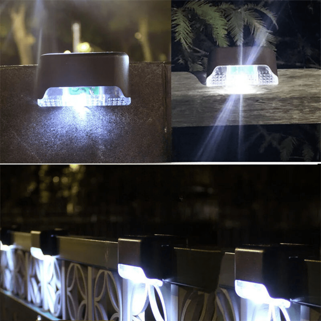 Solar LED Outdoor Step Lights 4-Pack with Automatic Dusk Sensor | Weather-Resistant Wireless Deck & Patio Lighting for Stairs, Walkways