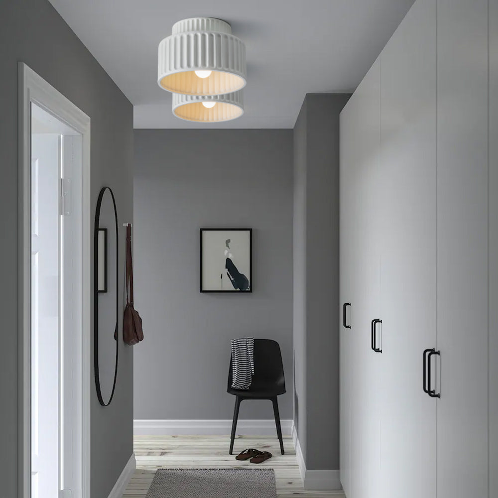 Flush Mount Resin Ceiling Light 10 in White for Low Ceilings Kitchen Hallway Bedroom Dining Room Compact Overhead Fixture E26 Socket