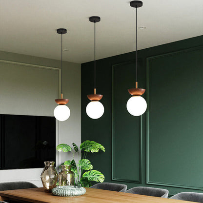 Glass & Iron Hanging Ceiling Light Fixture 6.3 in Adjustable Cord Modern Semi-Flush Mount for Bedroom Entryway Home 110V G9 Socket