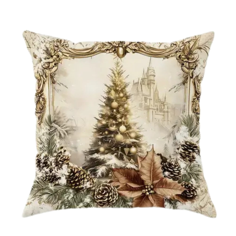 Holiday Throw Pillow Covers Set | Festive Velvet Decorative Cases with Santa, Reindeer & Tree Designs | 18x18 Inch Soft Zippered Cushion