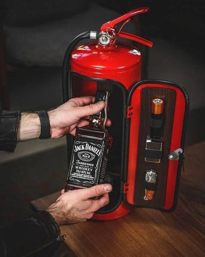 Disguised Fire Extinguisher Liquor Cabinet for Man Cave & Home Bar | Hidden Bottle Storage Container with Accessories