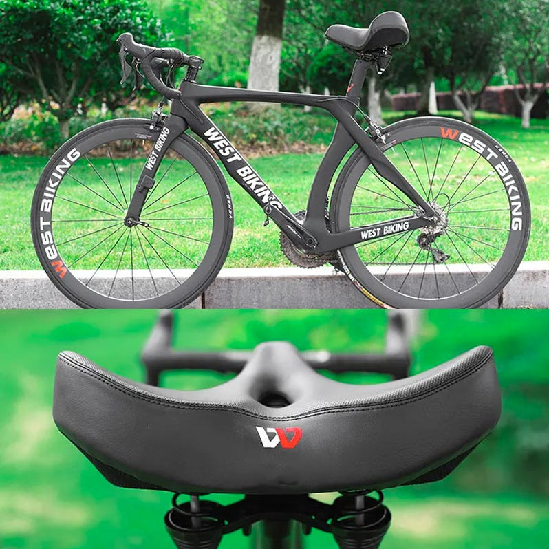 Wide Cushioned Bike Seat with Gel Padding & Breathable Cover for Comfort Cycling Road Mountain City Bikes Men Women Universal Fit