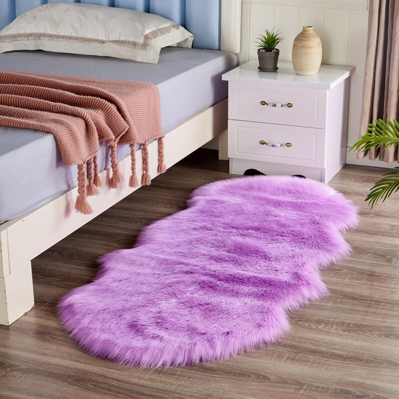 Plush Faux Fur Area Runner 24 × 47 Inches Beige Anti-Slip Backing Hallway Bedroom Entryway Ultra Soft Sheepskin Style Floor Mat for Living R