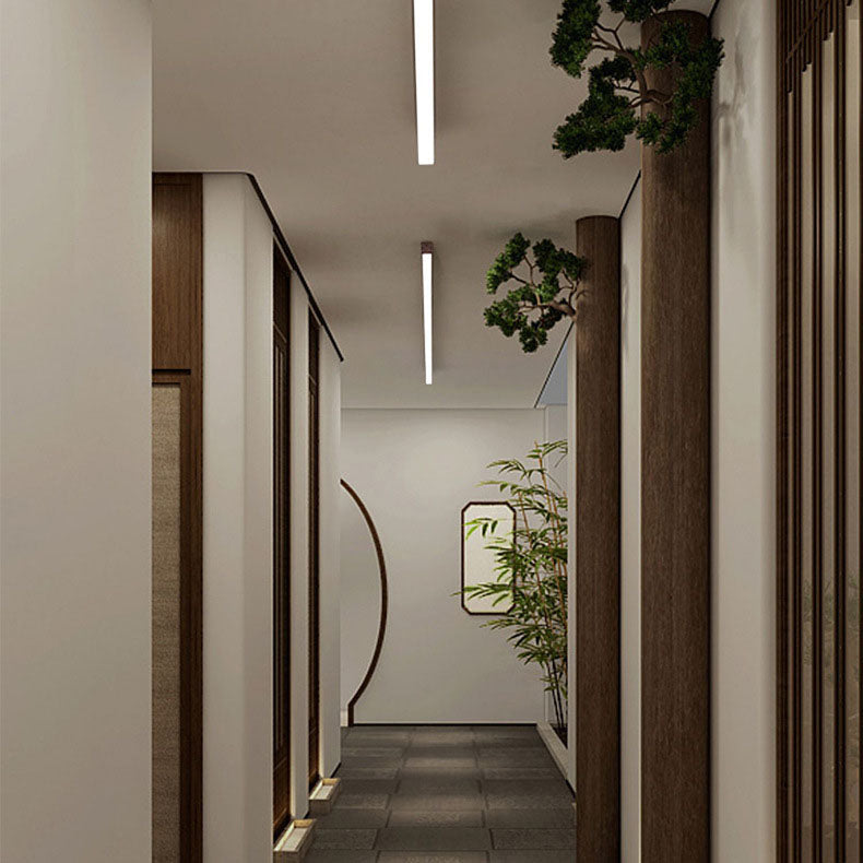 Hardwired Linear LED Ceiling Light with Natural Aluminum Frame & Acrylic Diffuser for Living Room, Bedroom & Entryway