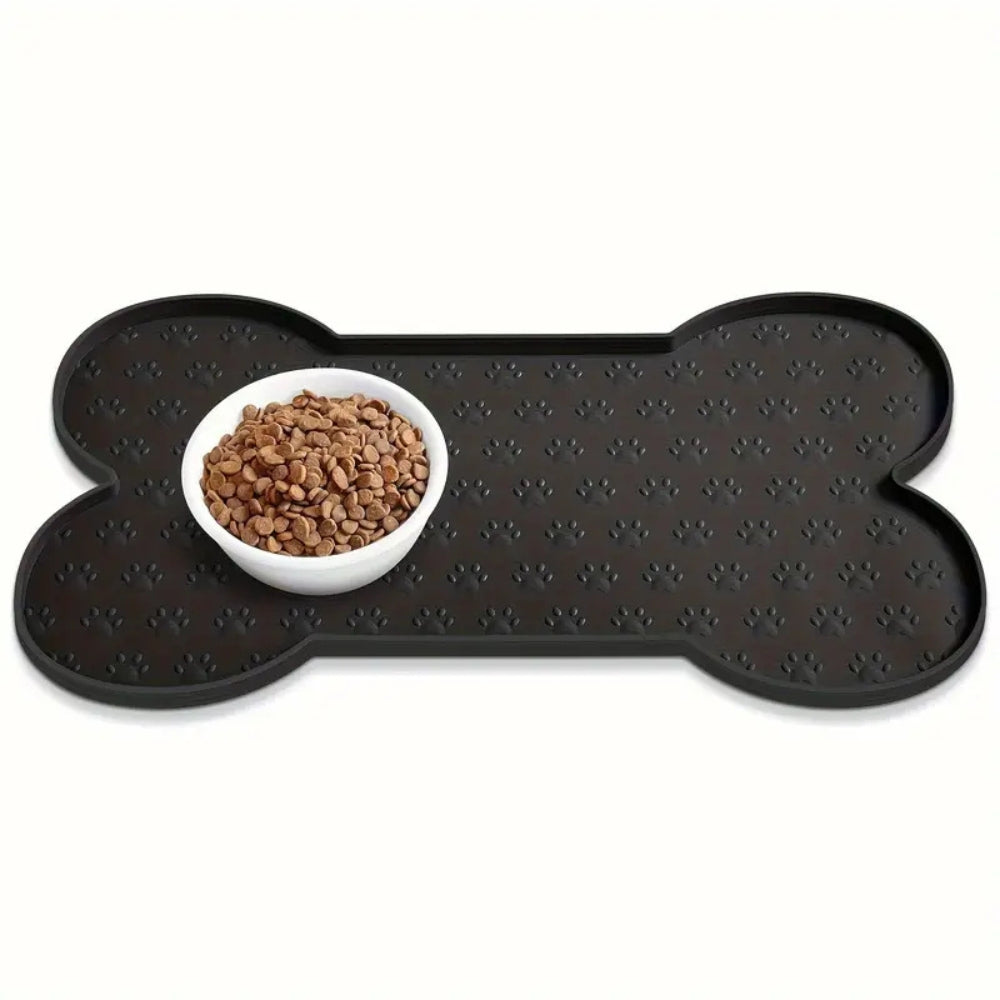 Benson Dog Food Mat - Waterproof Silicone, Non-Slip Bone Shape