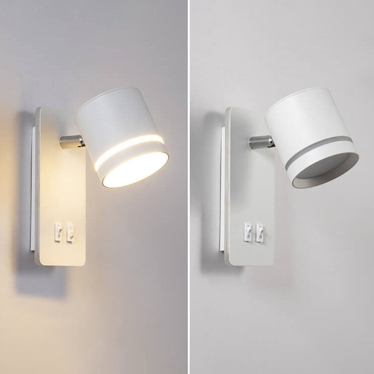 Adjustable LED Reading Sconce 3.3 in Iron Spotlight for Bedroom Hallway Modern Hardwired Task Light Rotatable Arm Wall Fixture Black White