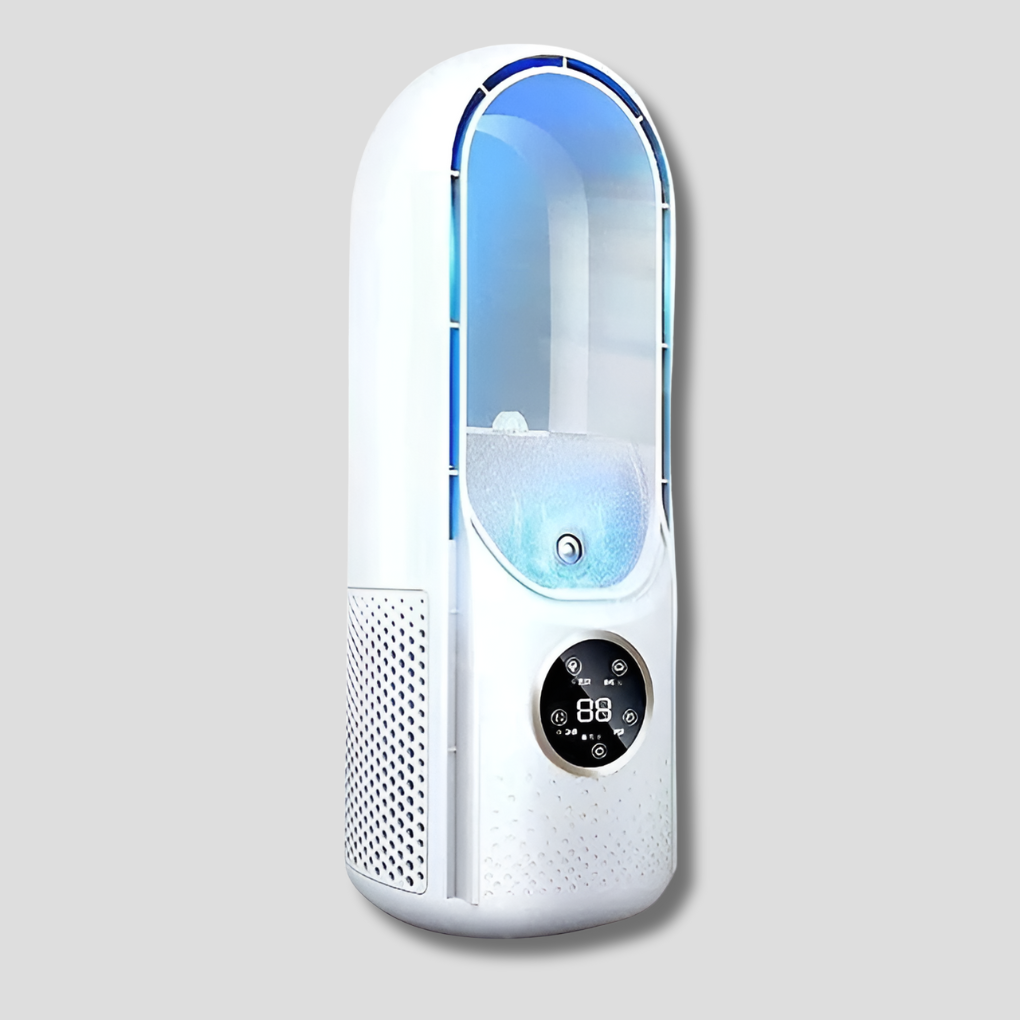 Bladeless Tower Fan Whisper-Quiet Desktop Air Circulator 3 Airflow Settings Compact Tabletop Personal Cooler for Bedroom Office Dorm