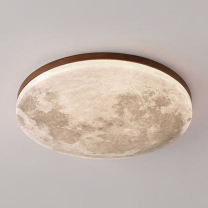 Circular LED Flush Mount Ceiling Light Wood Trim Acrylic Diffuser Hardwired Low Profile for Bedroom Hallway Kitchen Dining Room Entryway