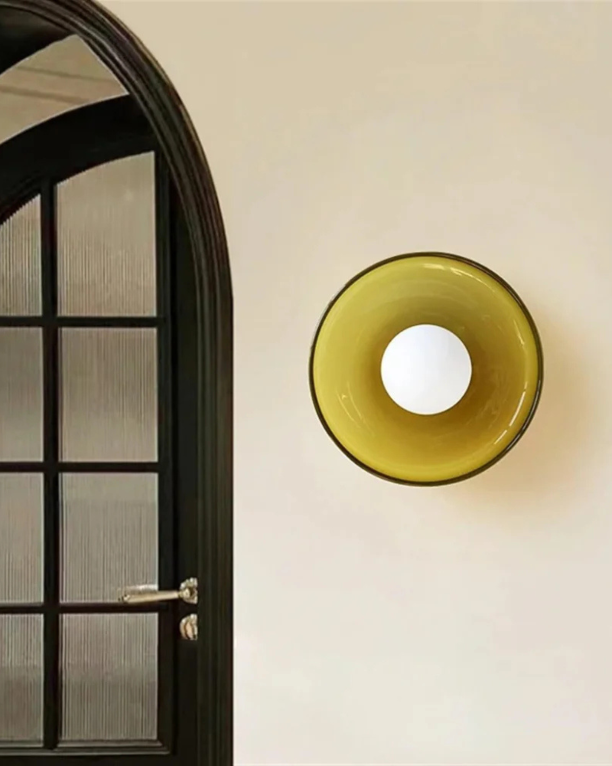 Flush Mount Ceiling Light with Glass Shade and Metal Frame for Living Room, Bedroom, Hallway – Round Overhead Fixture with Warm White Glow