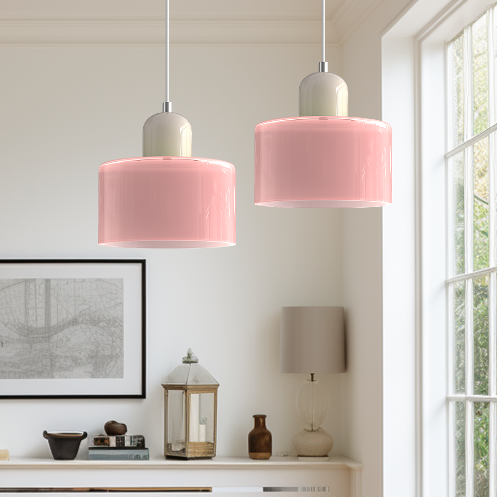 Glass Pendant Light Fixture with Adjustable Cord for Kitchen Island, Dining Room, and Living Room