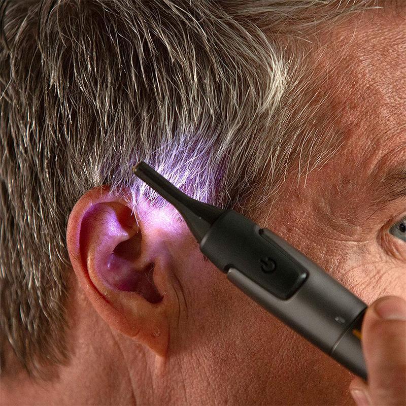Precision Hair Trimmer with LED Light & Ultra-Thin Titanium Blades for Nose Ear Eyebrow Detailing