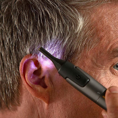 Precision Hair Trimmer with LED Light & Ultra-Thin Titanium Blades for Nose Ear Eyebrow Detailing