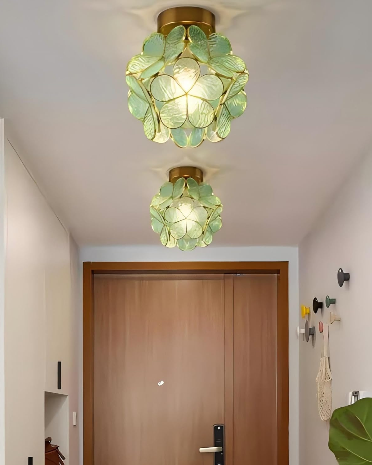 Floral Flush Mount LED Light Fixture 8-Inch Gold Accent Acrylic Ceiling Lamp for Bedroom Hallway Entryway Small Rooms Modern Classic Decor I