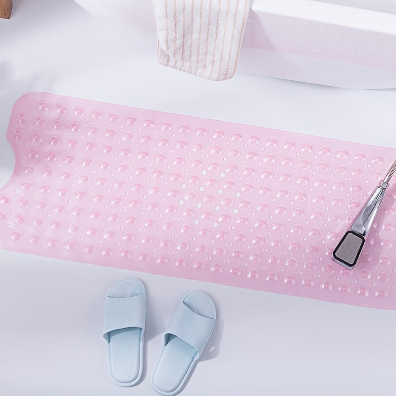 XL Non-Slip Shower and Tub Mat with Suction Cups – Drain Holes, Machine Washable, 40 x 16 in Bath Safety