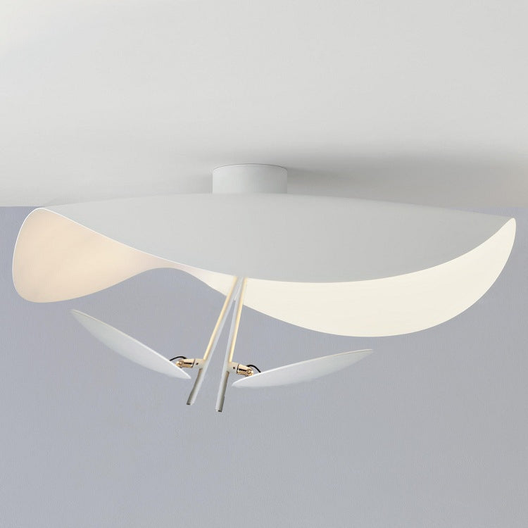 Contemporary Leaf-Motif Flush Mount Ceiling Light Metal Fixture Black Gold White Finish for Living Room Bedroom Dining Room Modern Home