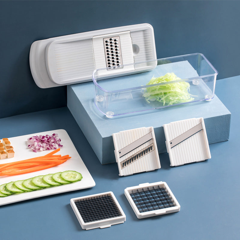 Kitchen Slicer Dicer with 4 Interchangeable Blades for Vegetables, Fruits, Onions and Salads | Compact Manual Food Prep Tool for Home Cookin
