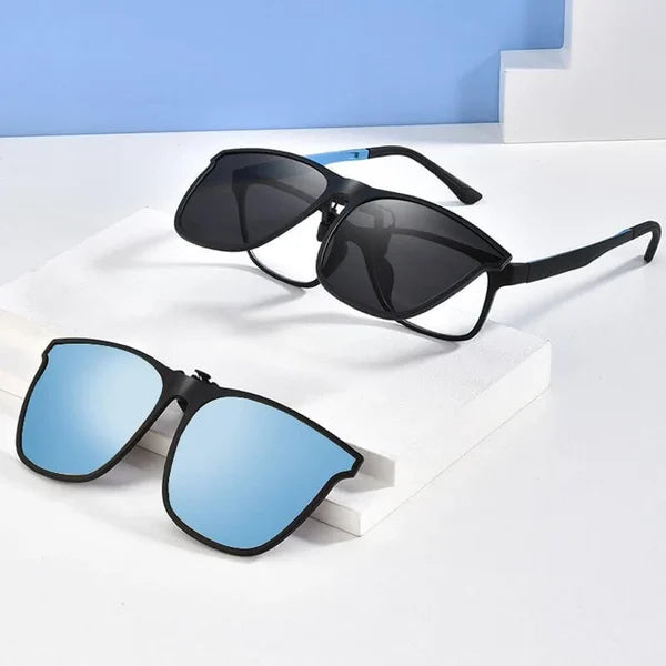 Polarized Clip-On Sunglasses for Prescription Glasses – Flip-Up Magnetic Lens Attachment UV400 Protection for Driving Outdoor Activities Eye