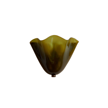 Shell-Inspired Glass Sconce 11 Inch Wide Vintage Iron Bedside Fixture Warm Ambient Hallway Lighting E14 Base Brown Green Beige Tinted Shade