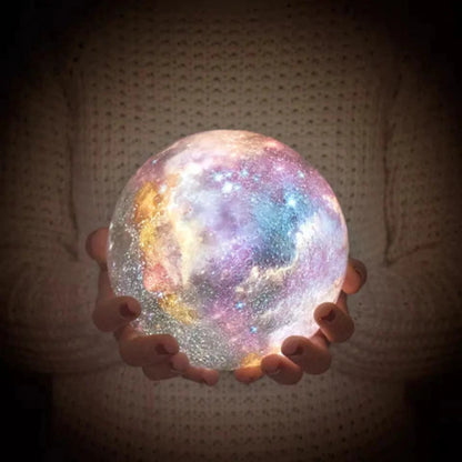 3D Lunar Globe Decorative Night Light with 16 Color Options and Wireless Rechargeable Design for Bedrooms, Desks, and Living Spaces