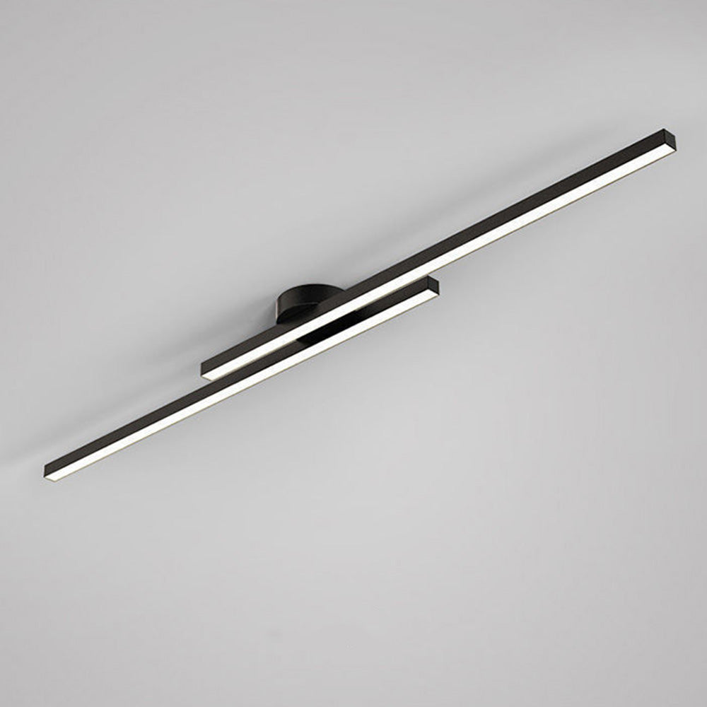 Flush Mount LED Overhead Light | Black Aluminum Linear Low-Profile Fixture for Bedrooms, Entryways & Compact Spaces | Modern Minimalist Desi