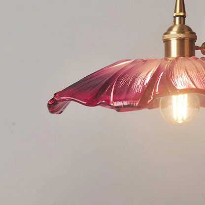Fluted Glass Drop Ceiling Fixture 11 in Burgundy Shade Gold Hardware E27 Socket for Kitchen Island Entryway Ambient Overhead Illumination
