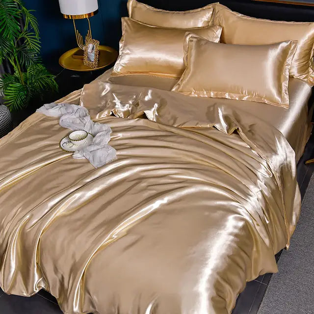 Satin Duvet Cover Set with Pillowcases Smooth Silky Bedding Full Queen King for Bedroom Decor Soft Luxury Comforter Cover Machine Washable