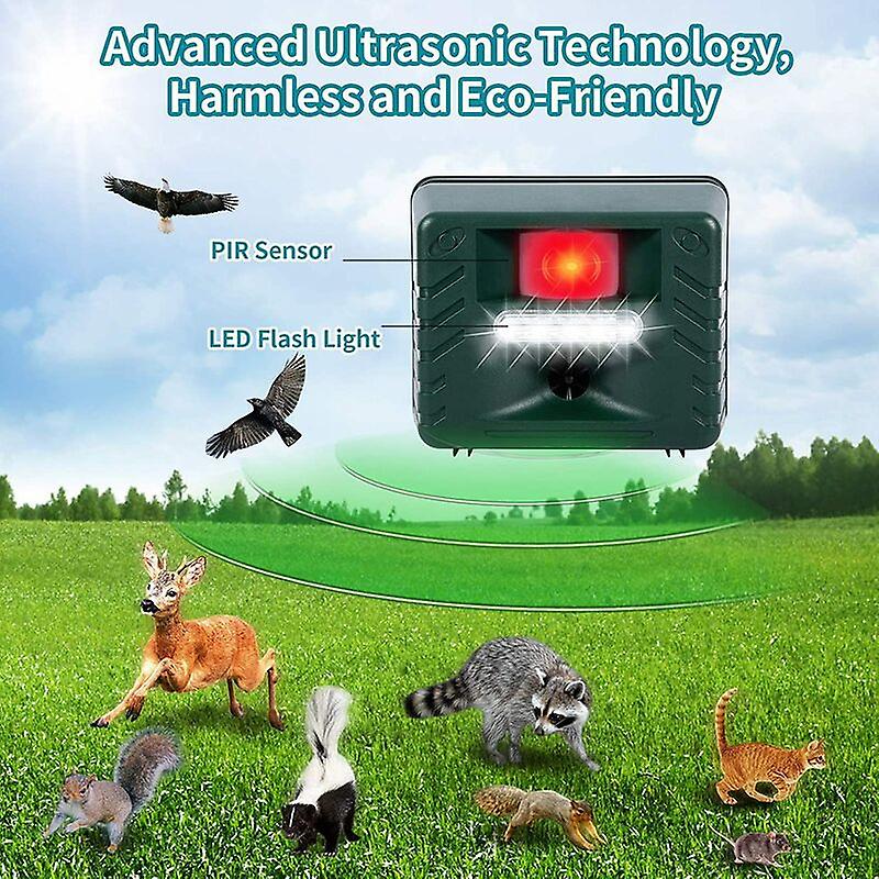 Solar-Powered Ultrasonic Wildlife Deterrent with Motion Sensor for Yards & Gardens – Harmless Pest Control Device