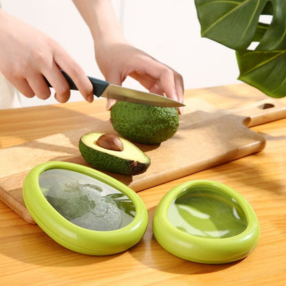 Stretch-Seal Half-Fruit Storage Containers with Snap-On Lids, Set of 4 Nesting Bins for Avocado Lemon Onion Tomato, BPA-Free Fresh Keeper